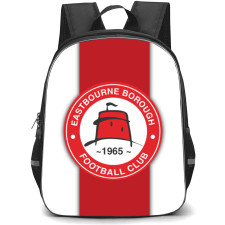 National League South Eastbourne Borough Backpack School Bag StudentPack - Large Logo In White And Red Background
