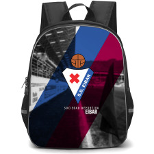 Eibar SD Backpack School Bag StudentPack - Eibar SD Logo On Gray Stadium Background Football Club