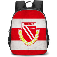 Energie Cottbus Backpack School Bag StudentPack - Logo In White Red And Black Grunge Background Football Club
