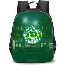 Enkopings SK Backpack School Bag StudentPack - Enkopings SK Logo Sticker On Club Background Football Club