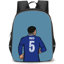 Enzo Fernandez Backpack StudentPack - Enzo Fernandez Chelsea F.C. 5 Back Minimalist Art On Blue Background