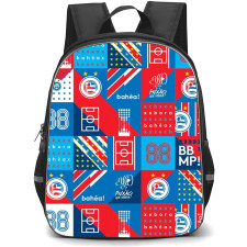 Esporte Clube Bahia Backpack School Bag StudentPack - Esporte Clube Bahia Logo with Geometric Collage Pattern