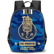 FC Porto Backpack School Bag StudentPack - FC Porto Logo On Blue Camouflage Background