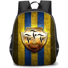 Falkenbergs FF Backpack School Bag StudentPack - Falkenbergs FF Metal Logo On Golden Blue Stripe Background Football Club