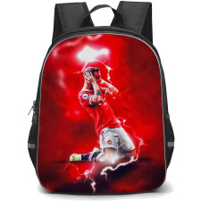 Bruno Fernandes Backpack StudentPack - Bruno Fernandes Manchester United Signature Celebration With Thunder Effect On Red Background