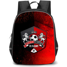Football Club Fleury Backpack School Bag StudentPack - Logo Dark And Red Grunge Background Football Club