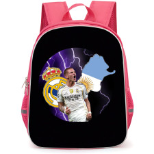 Franco Mastantuono Backpack School Bag StudentPack - Franco Mastantuono Shouting With Real Madrid And Argentina Flags On A Black Background
