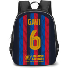 Gavi Backpack StudentPack - Gavi FC Barcelona No. 6 Jersey Blue Red Stripe