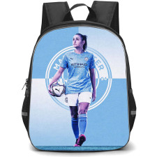 Georgia Stanway Backpack StudentPack - Georgia Stanway Manchester City F.C. Holding Ball On Blue White Background