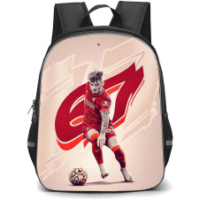 Harvey Elliott Backpack StudentPack - Harvey Elliott Liverpool F.C. Dribbling On Beige Background
