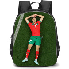 Achraf Hakimi Backpack School Bag StudentPack - Achraf Hakimi Jersey Number 2 Morocco National Team Relaxed Field Pose Poster