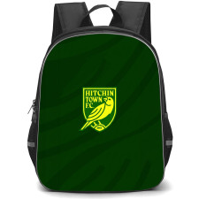 Hitchin Town Football Club Backpack School Bag StudentPack - Hitchin Town Football Club with Logo Wave Stripe Green Effect