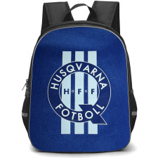 Husqvarna FF Backpack School Bag StudentPack - Husqvarna FF Round Logo On Blue Background Football Club