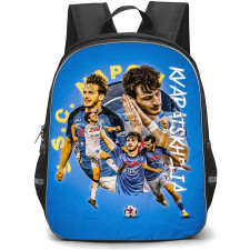 Khvicha Kvaratskhelia Backpack StudentPack - Khvicha Kvaratskhelia S.S.C. Napoli Poster Art On Blue Background
