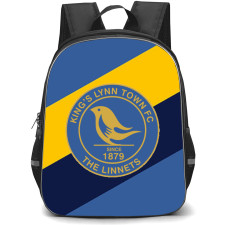 National League North King's Lynn Town Backpack School Bag StudentPack - Large Logo In Yellow And Blue Stripe Background