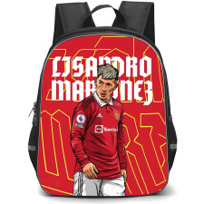 Lisandro Martinez Backpack StudentPack - Lisandro Martinez Manchester United Side Portrait Illustration Red Background