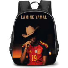 Lamine Yamal Backpack School Bag StudentPack - Lamine Yamal Jersey Number 19 Spanish National Team Cowboy Style Cinematic Poster