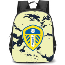 Leeds United Backpack StudentPack - Leeds United Team Logo On Beige Blue Abstract Background