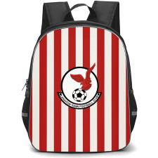 Leighton Town Football Club Backpack School Bag StudentPack - Leighton Town Football Club with Logo Vertical Stripe Red Effect