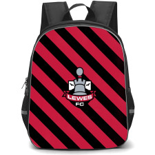 Lewes Football Club Backpack School Bag StudentPack - Lewes Football Club Logo with Diagonal Stripe Red Black Effect
