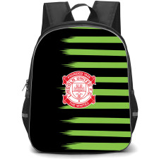 Lincoln United Football Club Backpack School Bag StudentPack - Lincoln United Football Club Logo with Diagonal Stripe Black & Green Effect