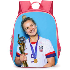 Lindsey Horan Backpack StudentPack - Lindsey Horan United States Women's National Football Smiling And Holding Champions Trophy Blue Background