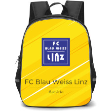 FC Blau Weiss Linz Backpack School Bag StudentPack - Logo Poster In Yellow Background