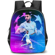 Riyad Mahrez Backpack StudentPack - Riyad Mahrez Manchester City F.C. Paris Dribbling Poster Blue Background