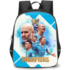 Manchester City F.C. School Backpack StudentPack - Manchester City Champions Poster Blue Block Background