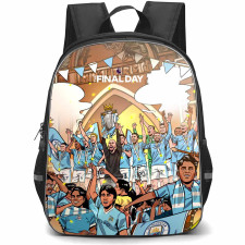 Manchester City F.C. School Backpack StudentPack - The Final Day Champions Celebration Cartoon Art Poster