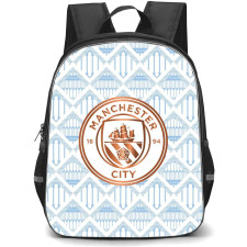 Manchester City F.C. School Backpack StudentPack - Manchester City F.C. Golden Logo On Blue Texture Pattern Art Background