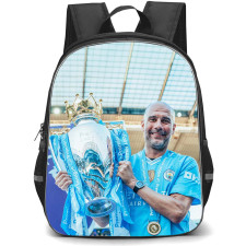 Manchester City F.C. Pep Guardiola School Backpack StudentPack - Pep Guardiola Holding The Trophy Poster