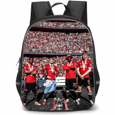 Manchester United F.C. School Backpack StudentPack - Man United Diallo Garnacho Mainoo & Hojlund With The FA Cup