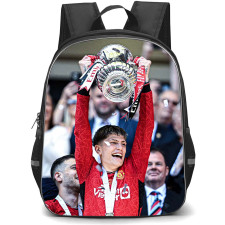 Manchester United F.C. Alejandro Garnacho School Backpack StudentPack - Man United Alejandro Garnacho Holding Trophy Picture
