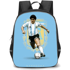 Diego Maradona Backpack StudentPack - Diego Maradona Dribbling Ball In Blue Background