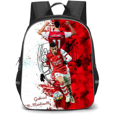 Gabriel Martinelli Backpack StudentPack - Gabriel Martinelli Arsenal F.C. Dribbling White Red Graphic Background