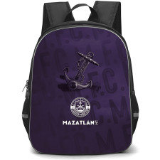 Mazatlan Futbol Club Backpack School Bag StudentPack - Mazatlan Futbol Club Logo With Text Pattern Purple Effect