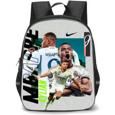 Kylian Mbappe Backpack StudentPack - Kylian Mbappe Grey Grunge Real Madrid Poster