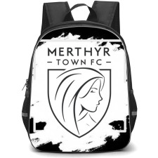 National League North Merthyr Town Backpack School Bag StudentPack - Large Logo In White And Black Background