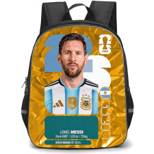 Lionel Messi Backpack School Bag StudentPack - Lionel Messi Argentina National Team Gold FIFA Media Day Portrait Poster