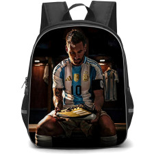 Lionel Messi Backpack School Bag StudentPack - Lionel Messi Jersey Number 10 Argentina National Team Holding Boots In Locker Room Poster