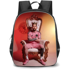 Lionel Messi Backpack School Bag StudentPack - Lionel Messi Sit On Throne In Inter Milan Jersey