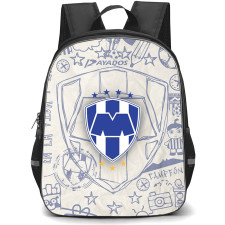 Club de Futbol Monterrey Rayados, A.C. Backpack School Bag StudentPack - Club de Futbol Monterrey Rayados, A.C. Logo with Sketch Style Background