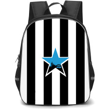 Newcastle Blue Star Football Club Backpack School Bag StudentPack - Newcastle Blue Star Football Club with Logo Vertical Stripe Black and White Effect