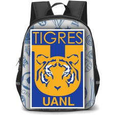 Club Tigres de la Universidad Autonoma de Nuevo Leon Backpack School Bag StudentPack - Club Tigres de la Universidad Autonoma de Nuevo Leon Logo with Sports Icon Pattern Background