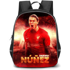 Darwin Nunez Backpack StudentPack - Darwin Nunez Liverpool F.C. Shouting On Fire Flame Background