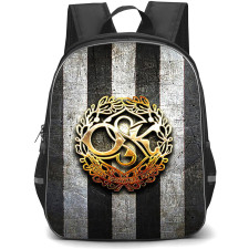 Orebro SK Backpack School Bag StudentPack - Orebro SK Metal Logo On Silver Black Stripe Background Football Club