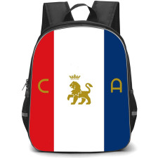 CA Osasuna Backpack School Bag StudentPack - CA Osasuna Golden Monogram On Red White And Blue Background Football Club