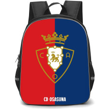 CA Osasuna Backpack School Bag StudentPack - CA Osasuna Logo On Red Blue Background Football Club