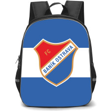 FC Banik Ostrava Backpack School Bag StudentPack - Logo In Blue And White Line Background